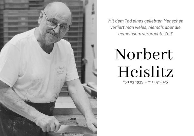 Er war Senior Chef des Backhauses Heislitz: Norbert Heislitz ist tot