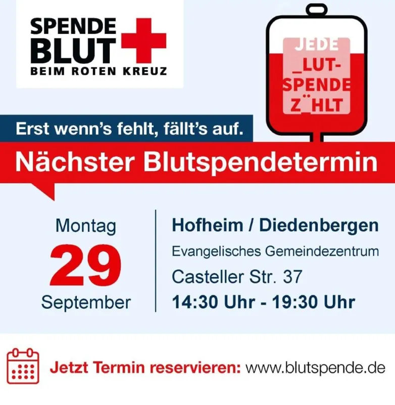 DRK sucht Freiwillige: Blut spenden in Diedenbergen