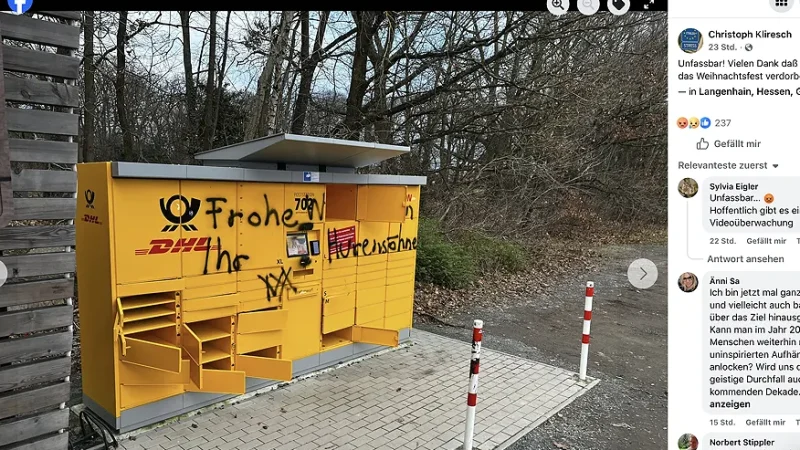 Vandalismus und Diebstahl an DHL-Packstation in Langenhain