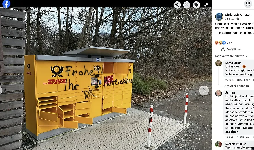 Vandalismus und Diebstahl an DHL-Packstation in Langenhain