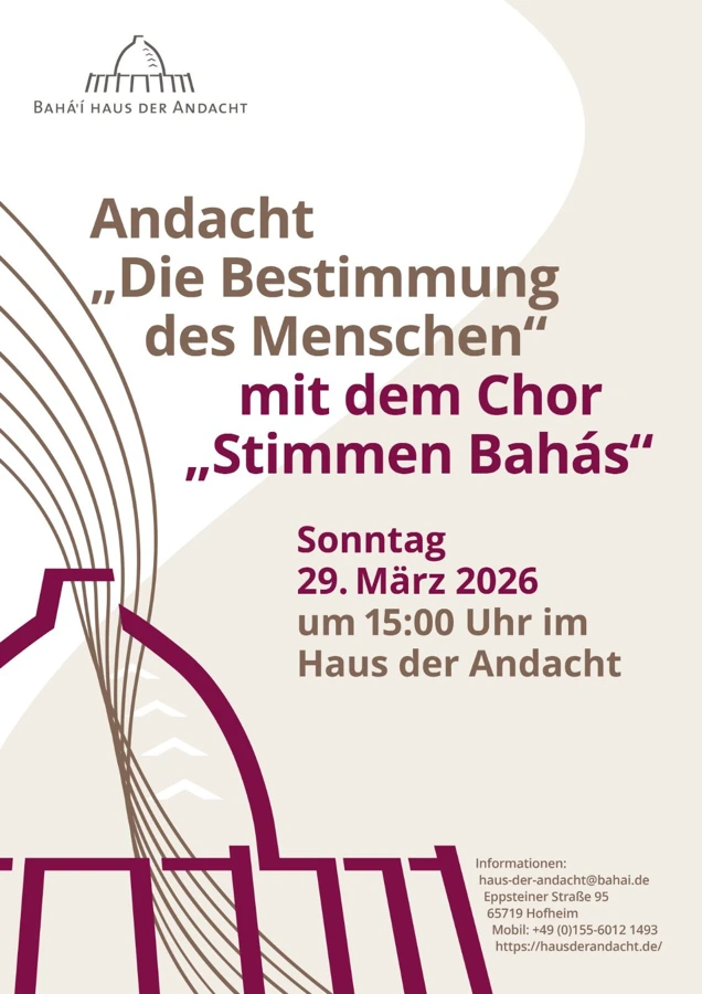 Musikalische Andacht: Bahá’í-Chor tritt am Sonntag auf 2 Andacht