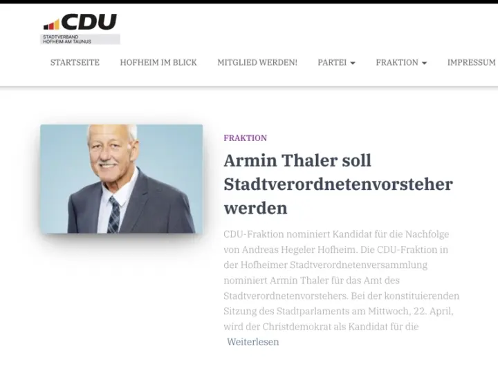 CDU Hofheim: Deshalb soll Armin Thaler Nachfolger von Hegeler werden