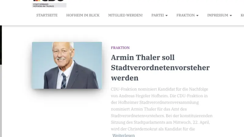 CDU Hofheim: Deshalb soll Armin Thaler Nachfolger von Hegeler werden