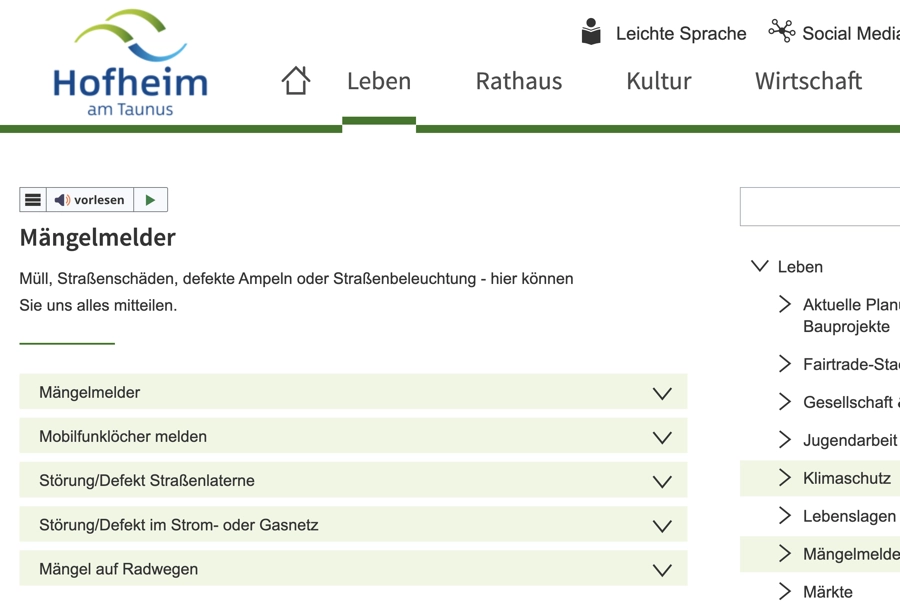 Stadt Hofheim startet neuen digitalen Mängelmelder für Bürgerhinweise 2 Mängelmelder