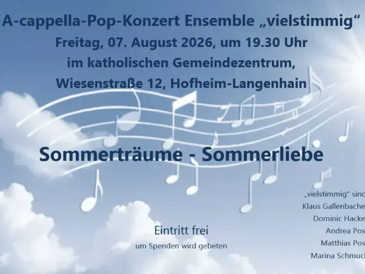 „Sommerträume – Sommerliebe“: A-cappella-Konzert in Langenhain