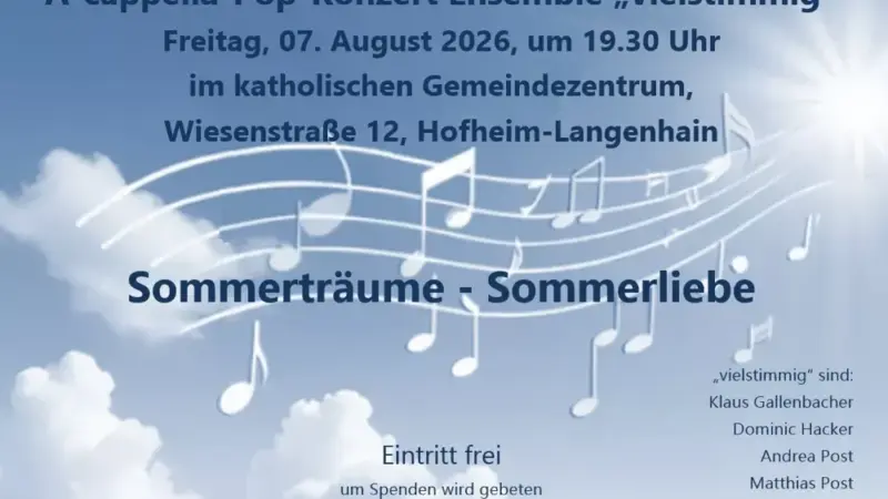 „Sommerträume – Sommerliebe“: A-cappella-Konzert in Langenhain
