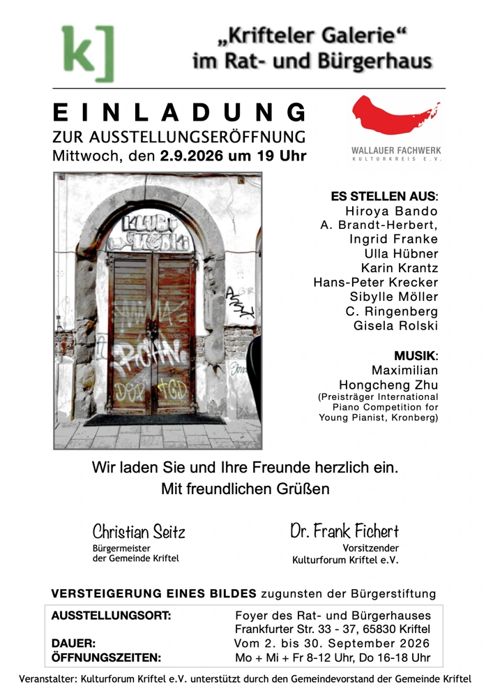 Im Jubiläumsjahr: Kulturkreis Wallauer Fachwerk stellt in Kriftel aus 2 Ausstellung Wallau Plakat