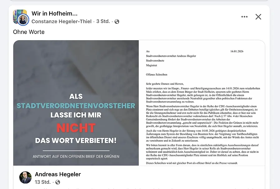 Hofheimer Zoff ums Rederecht: Hegeler zwischen Amt und Politik